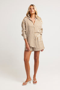 Pixie Stripe Shirt Tan - FINAL SALE