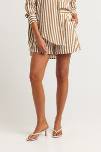 Pixie Stripe Short Tan