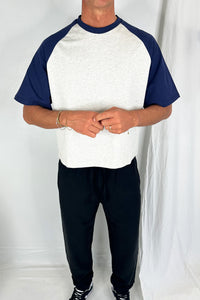 Crop Box Tee Raglan Navy