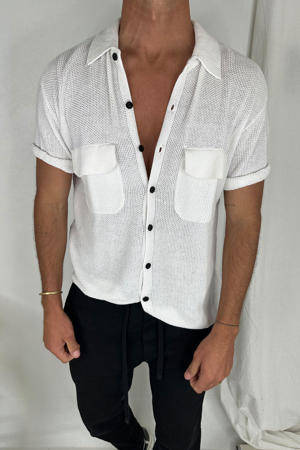 NTH Knitted Button Up White - FINAL SALE