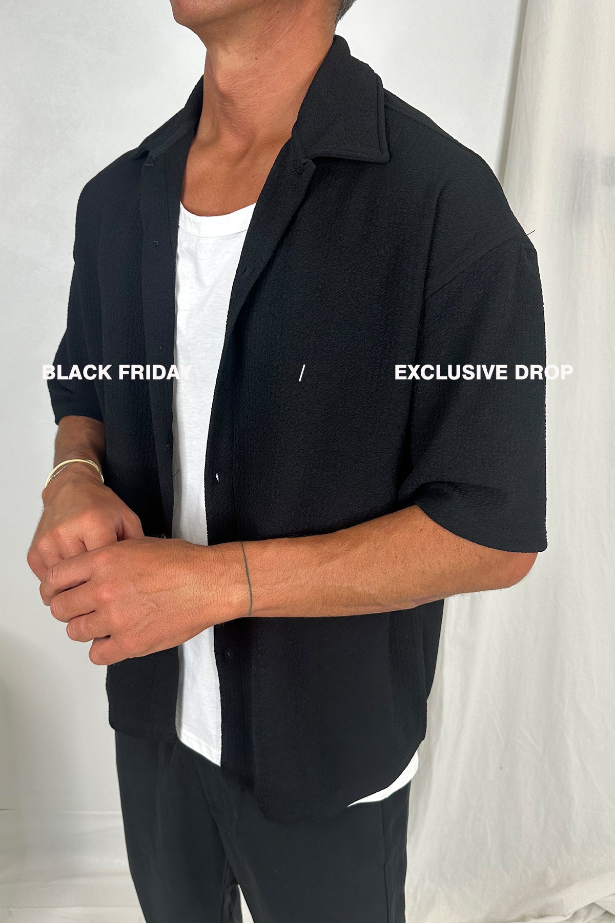 Lucas Drop Shirt Soft Texture Black