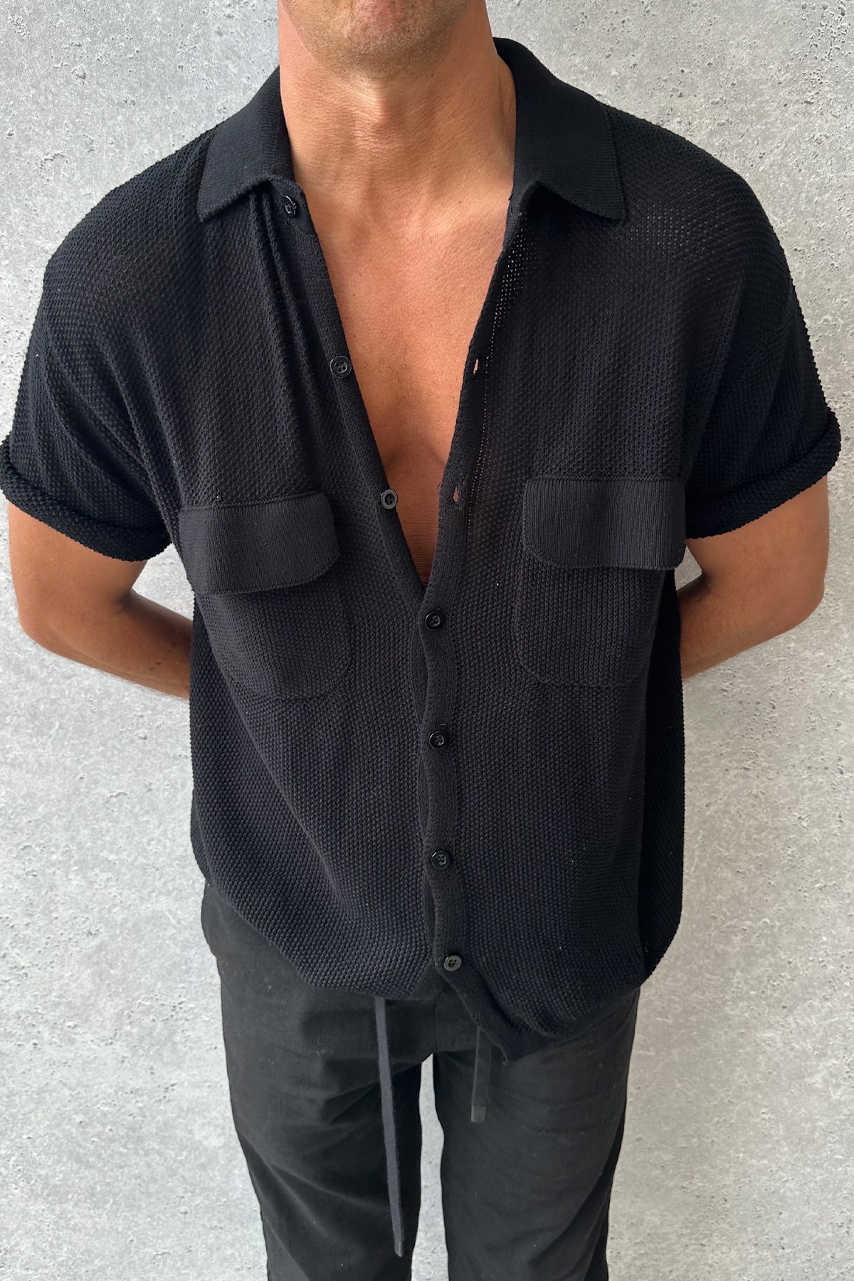 NTH Knitted Button Up Black - FINAL SALE