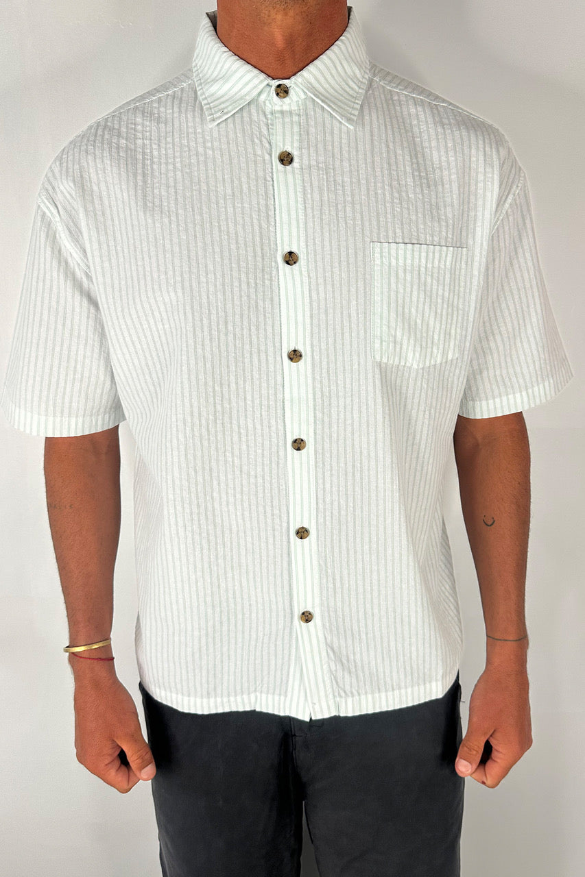 Nathaniel Drop Shirt Stripe Sage