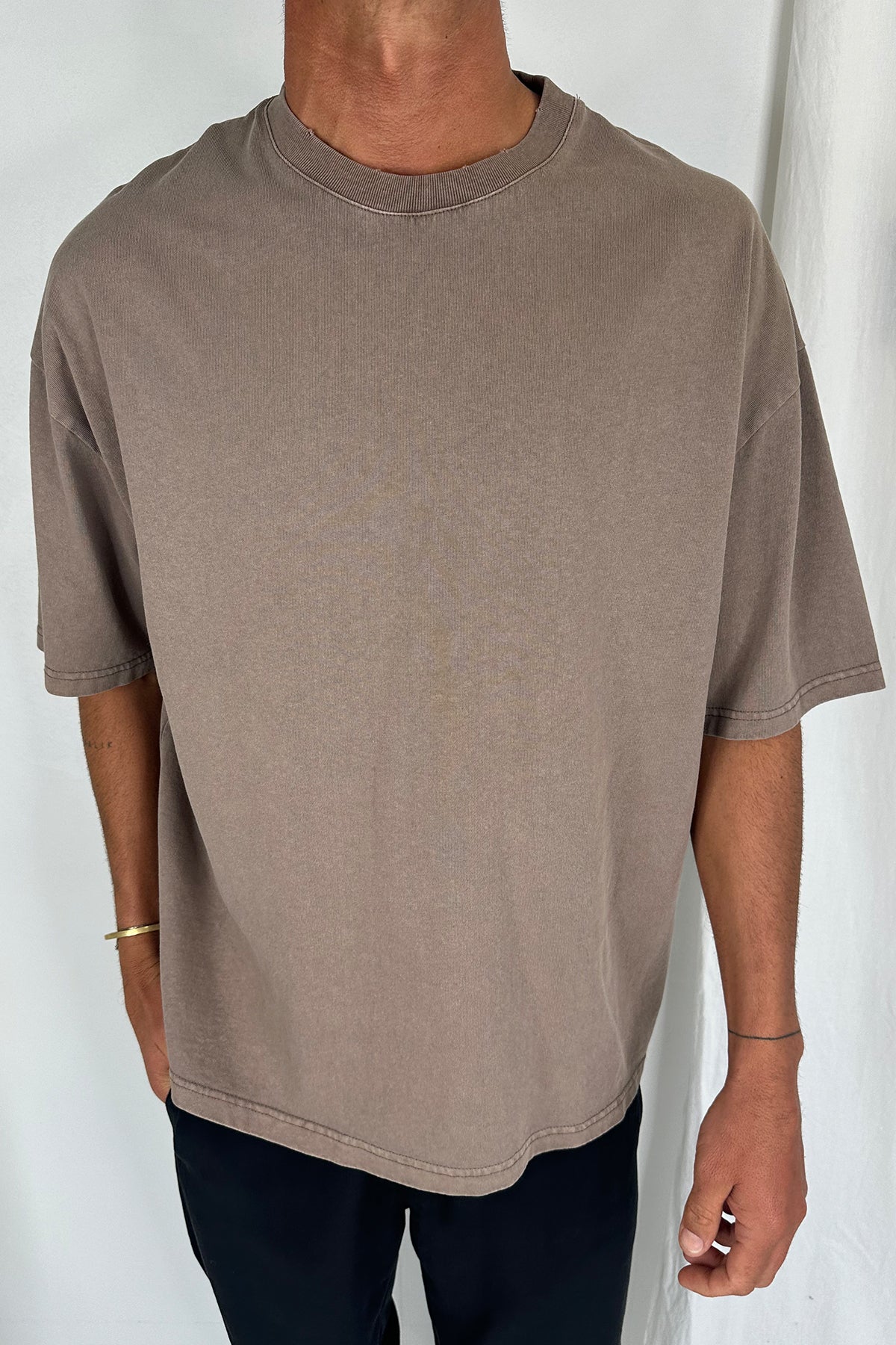 Salv Washed Crew Neck Tee Choc