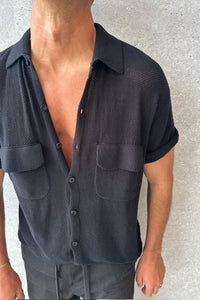 NTH Knitted Button Up Black - FINAL SALE