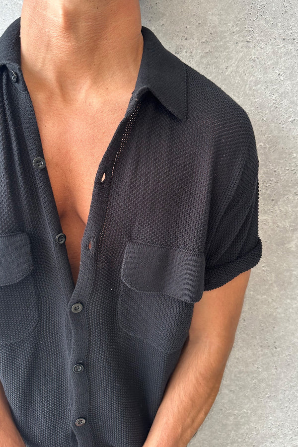 NTH Knitted Button Up Black - FINAL SALE