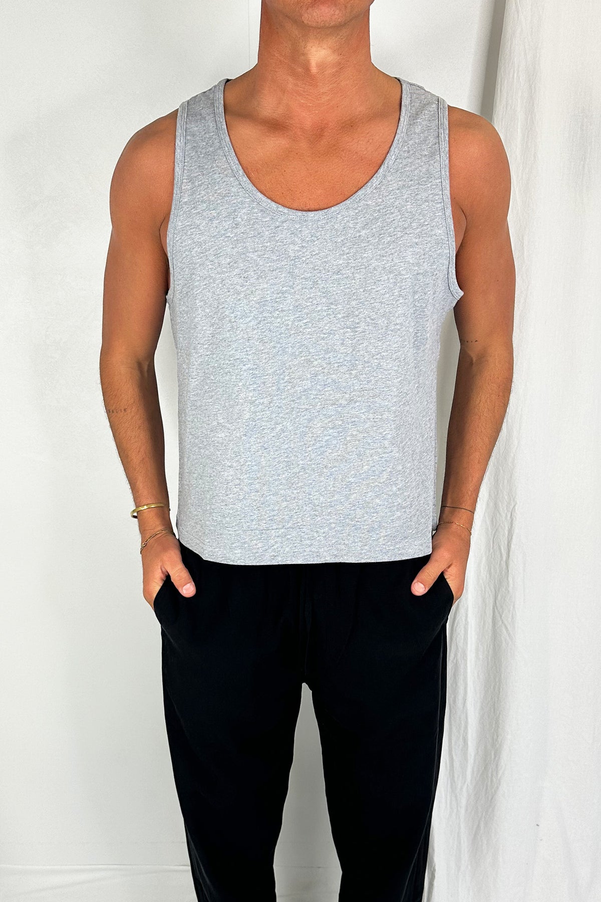 Richie Loose Crop Tank Grey