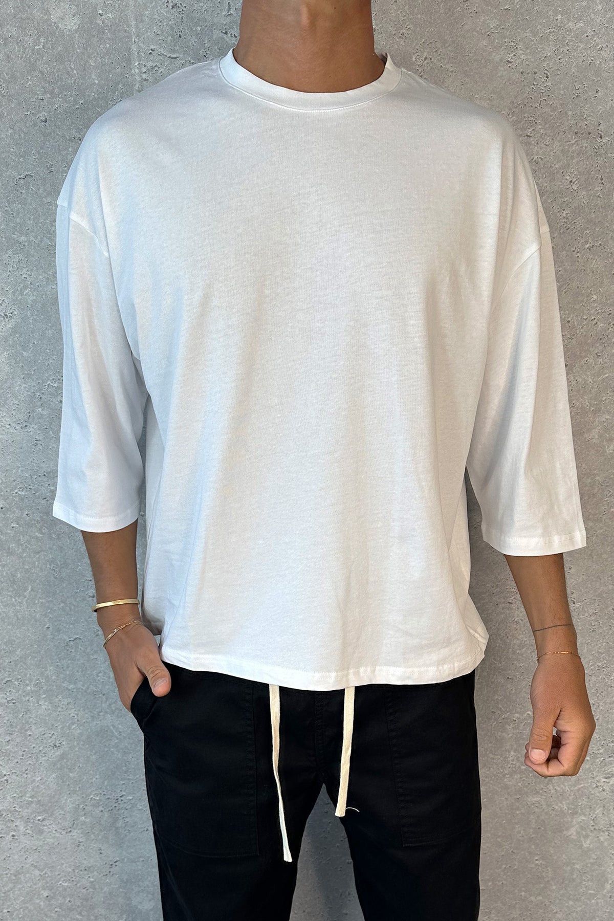 Three Quarter Sleeve Tee White