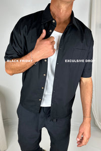 Nathaniel Drop Shirt Solid Black