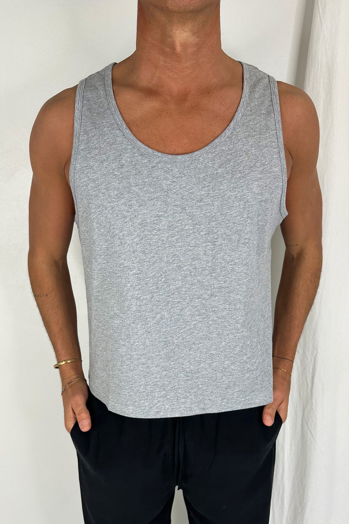 Richie Loose Crop Tank Grey