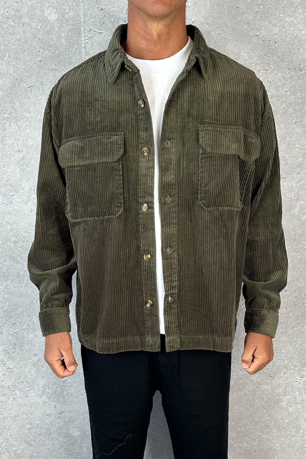 Dion Cord Overshirt Army