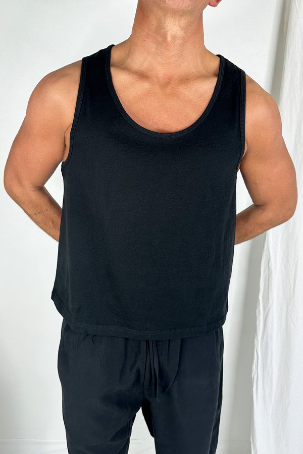 Richie Loose Crop Tank Black