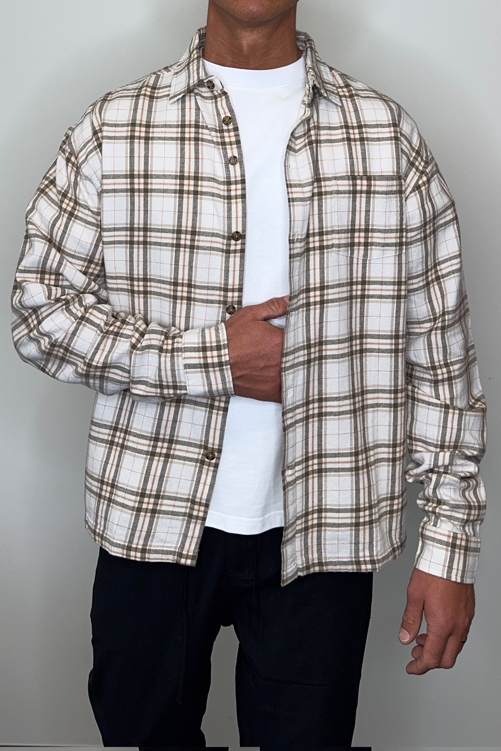 Brooklyn Check Shirt Griege