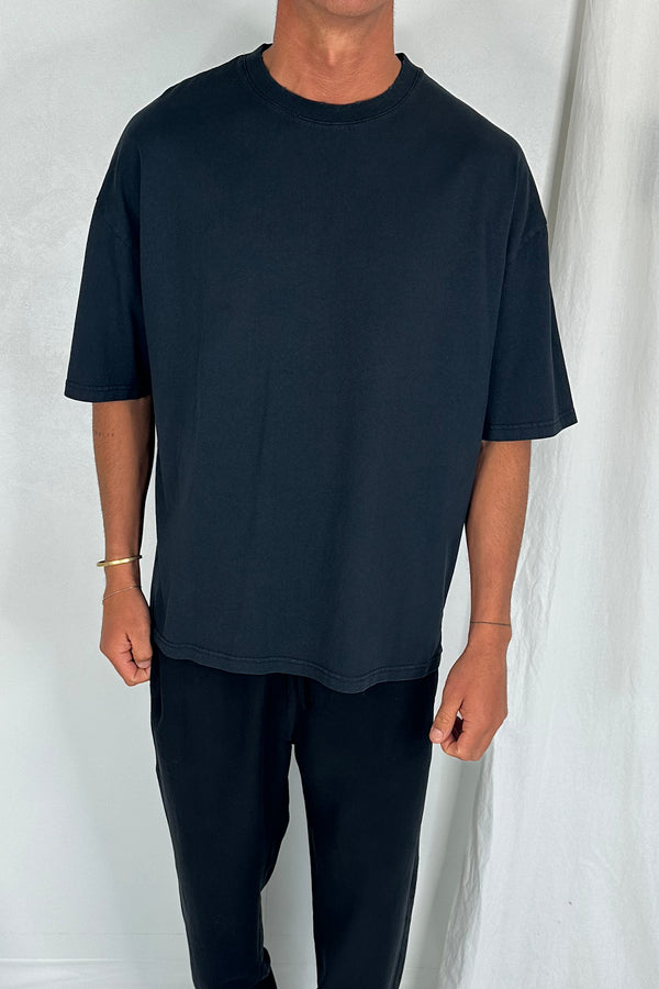 Salv Washed Crew Neck Tee Black