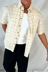 Nathaniel Drop Shirt Beige Check