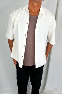 Lucas Drop Shirt Soft Texture White