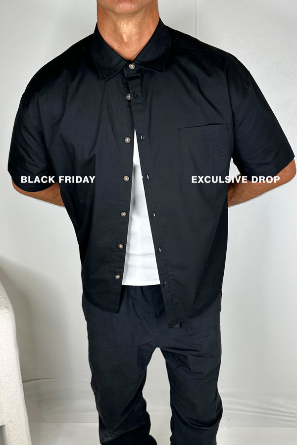 Nathaniel Drop Shirt Solid Black