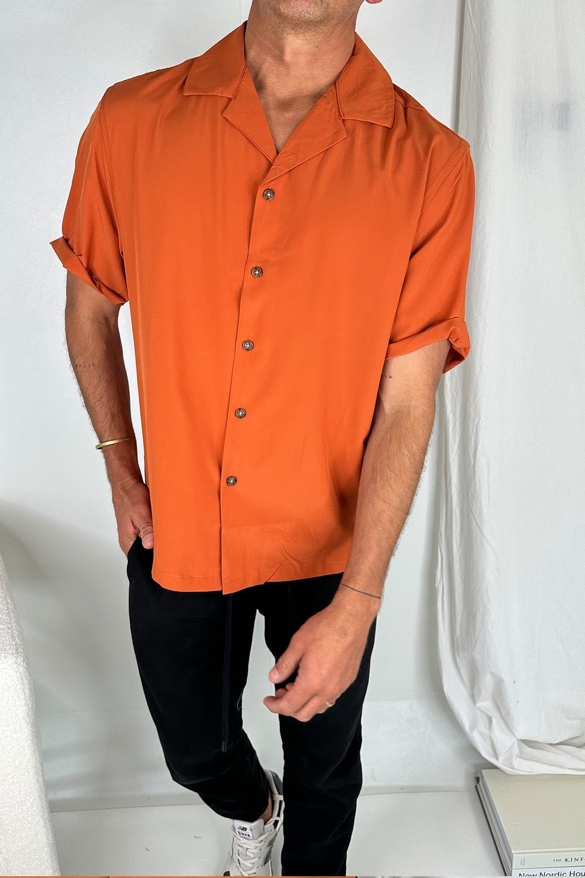 Montel Silk Like Shirt Rust - FINAL SALE