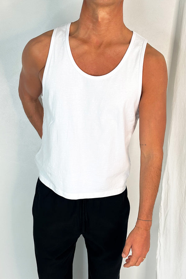 Richie Loose Crop Tank White