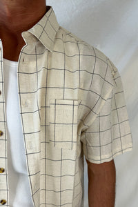 Nathaniel Drop Shirt Beige Check