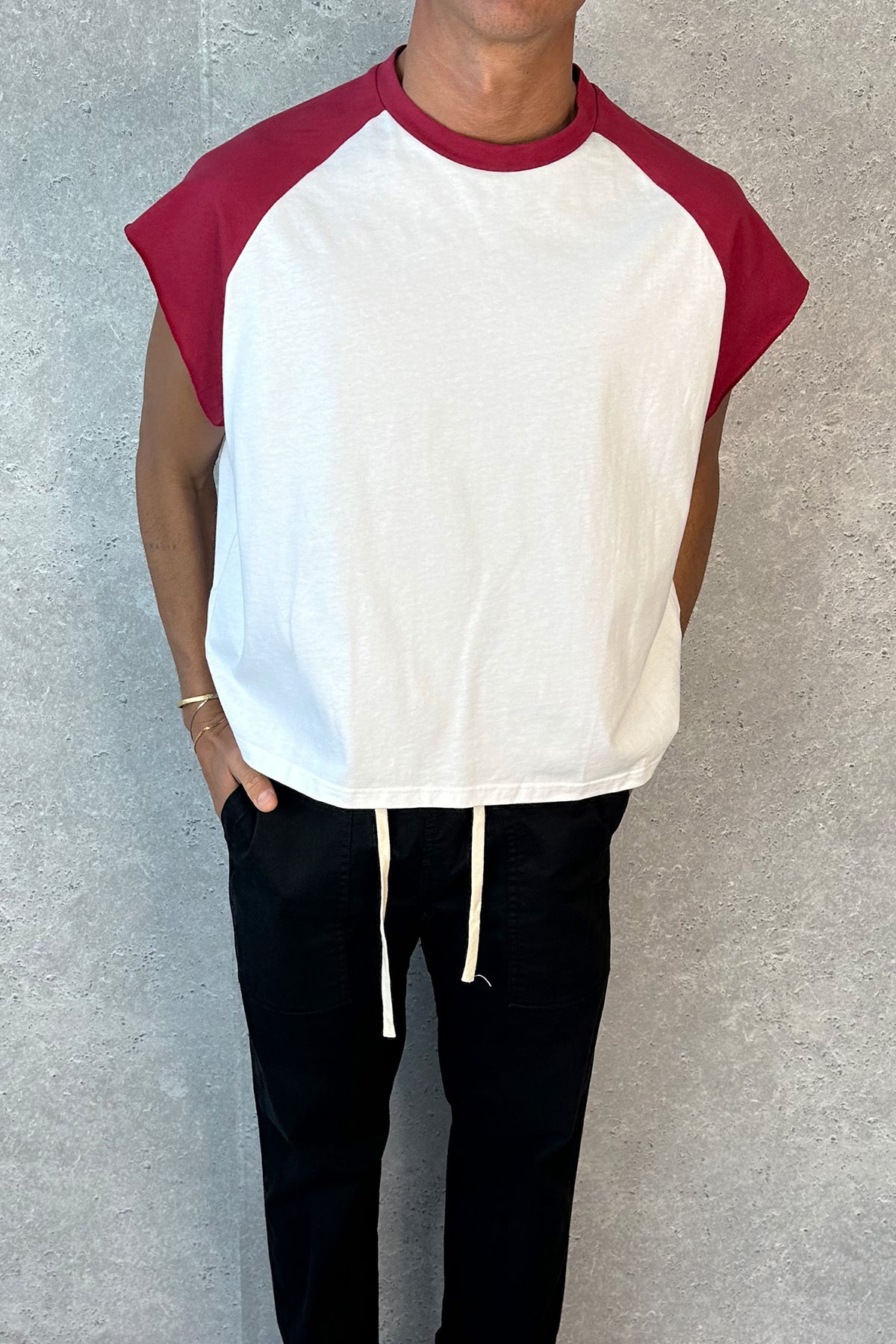 Raglan Crop Box Tank Crimson