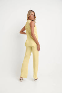 Lucia Ribbed Pant Lemon