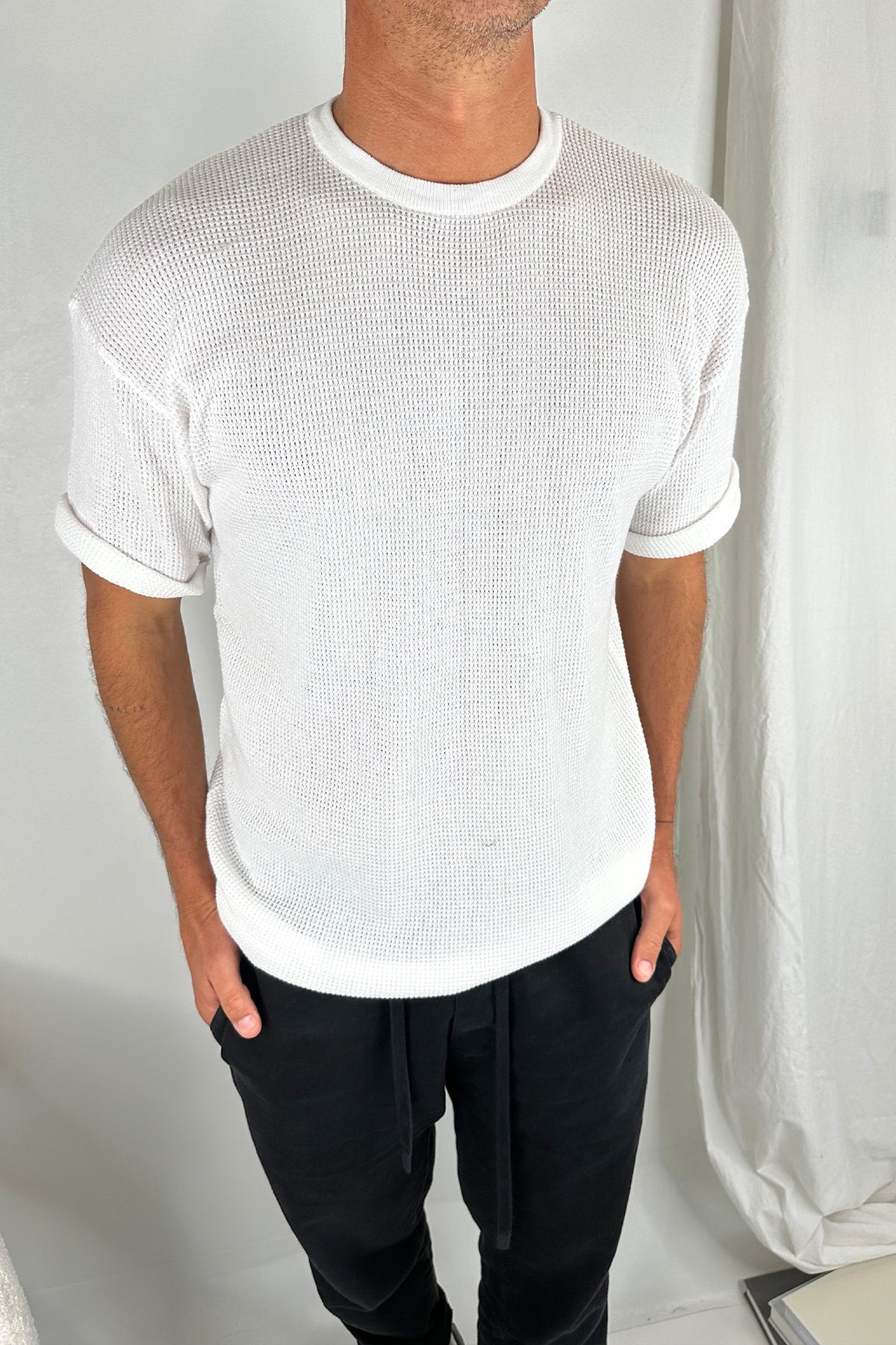 NTH Knitted Tee White - FINAL SALE