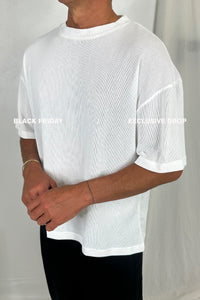 Woven Crew Neck Tee White