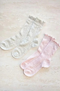 Frilly Crew Socks Cream