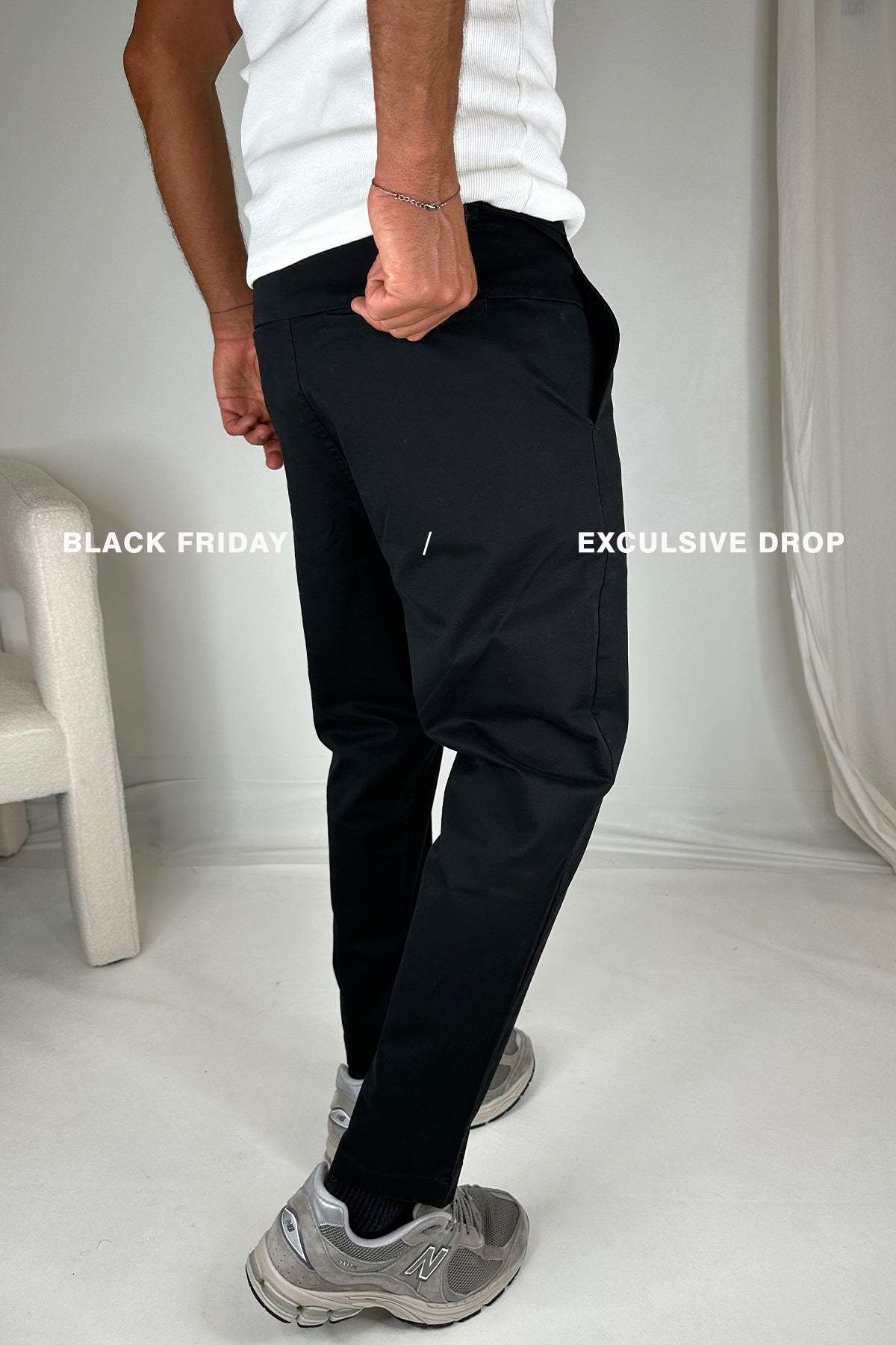 Straight Pleat Pant Black