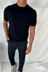 Nigel Fitted Knitted Tee Black