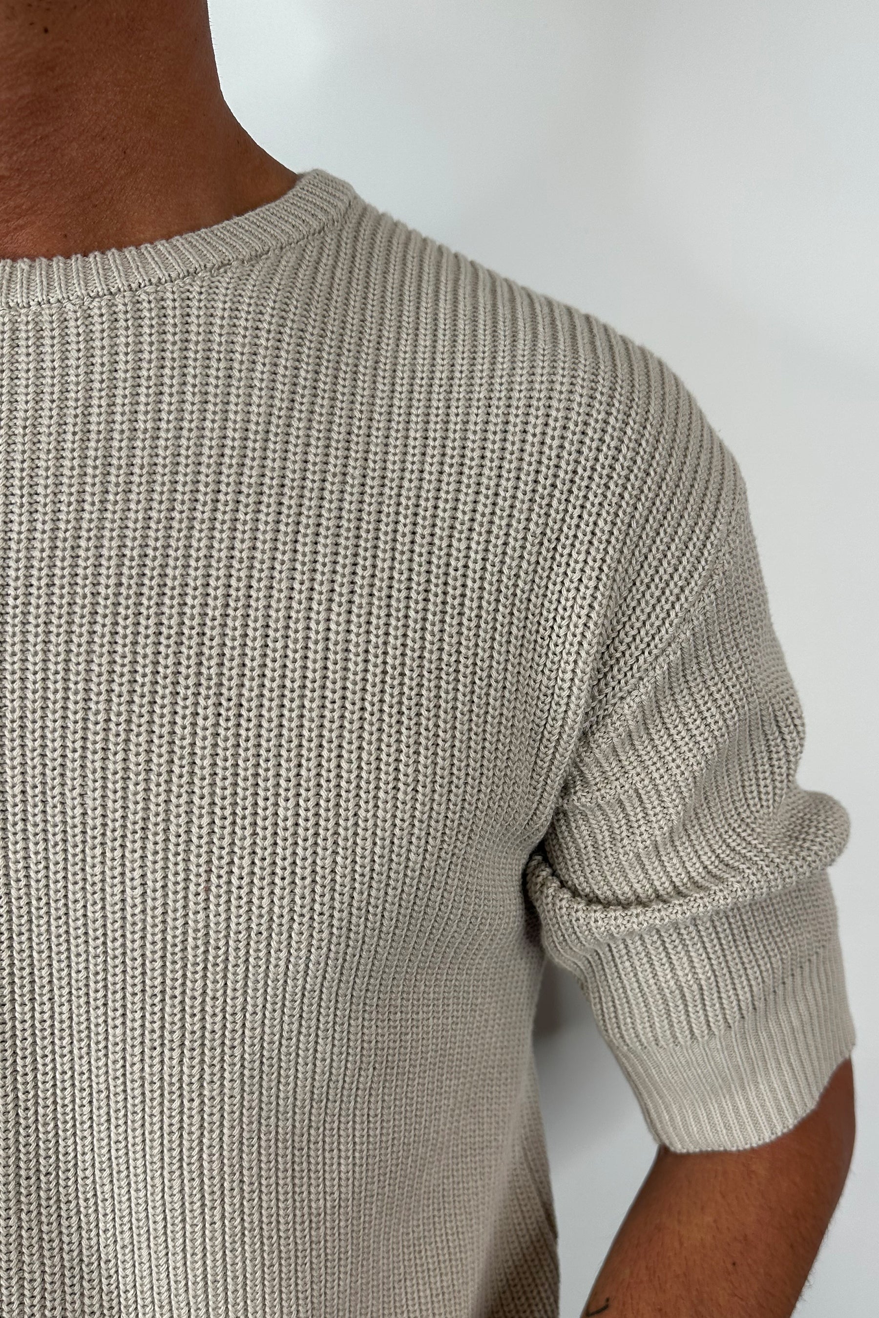 Drop Sleeve Knitted Tee Stone