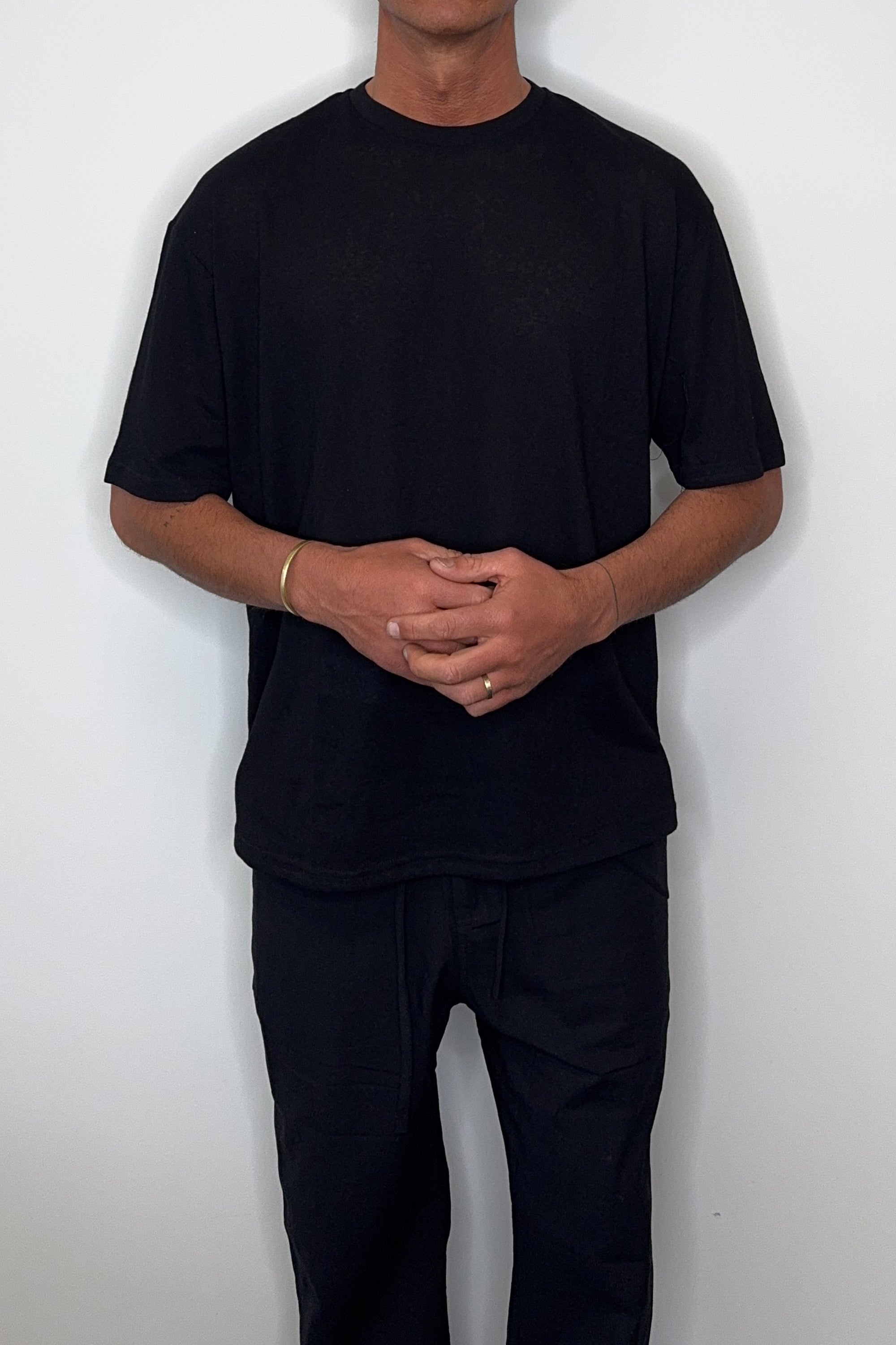 Lightweight Linen Look Tee Black