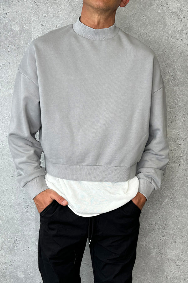 Baxter Crop Box Sweater Grey