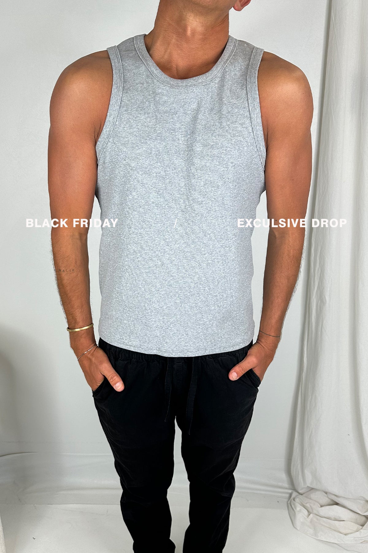 Declan Fitted Tank Grey