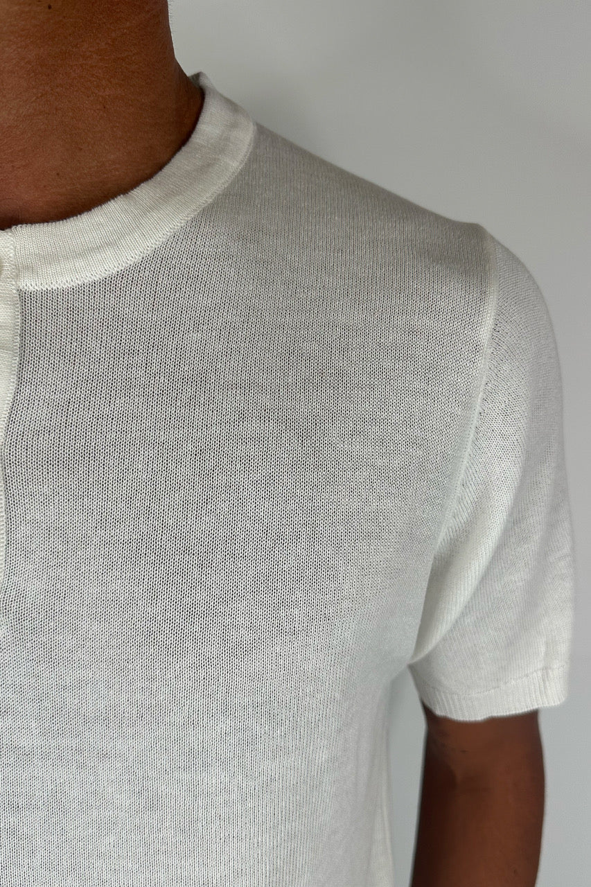Knitted Henley Tee White