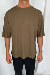 Woven Crew Neck Tee Choc