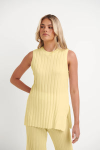 Valentina Ribbed Tank Lemon