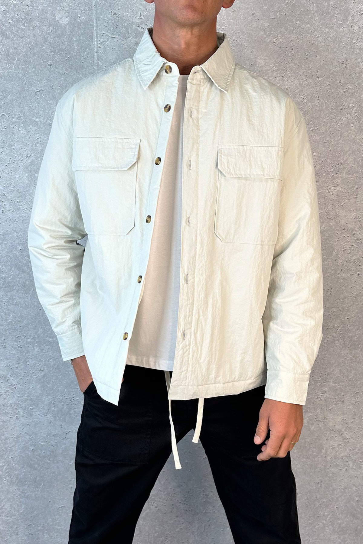 Nylon Overshirt Jacket Light Grey