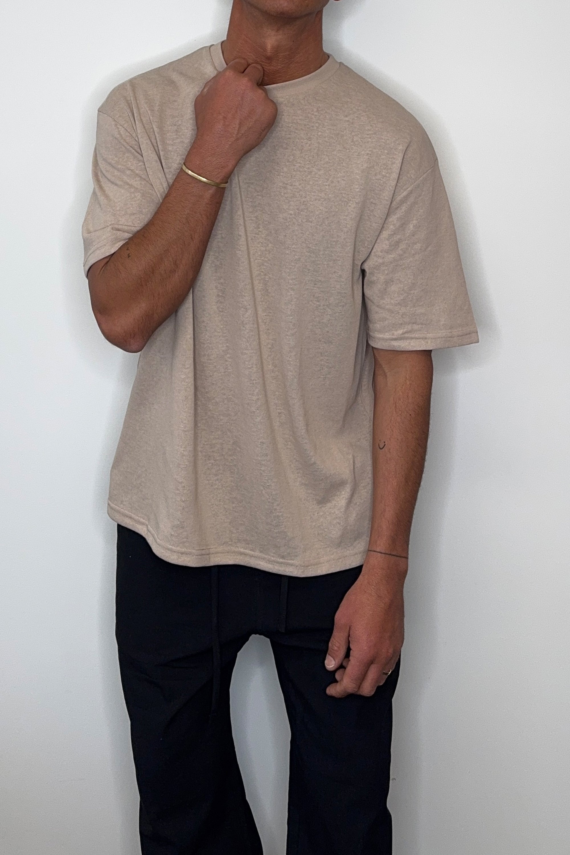 Lightweight Linen Look Tee Tan