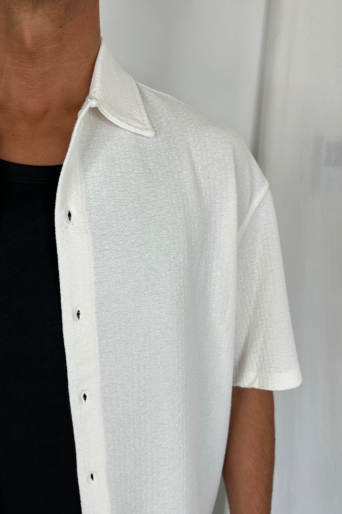 Lucas Drop Shirt Soft Texture White