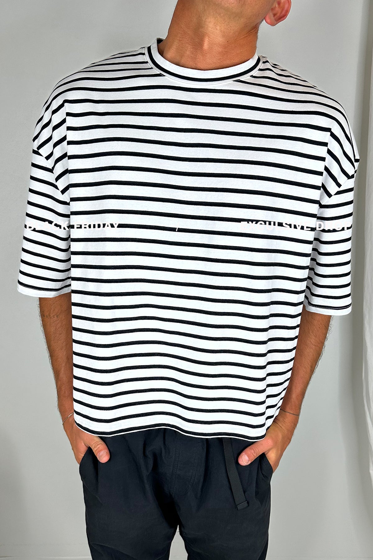 NTH Crop Box Tee White Stripe