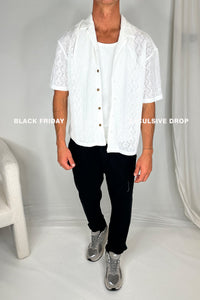 Raf Cropped Shirt Ivory Cross Stitch