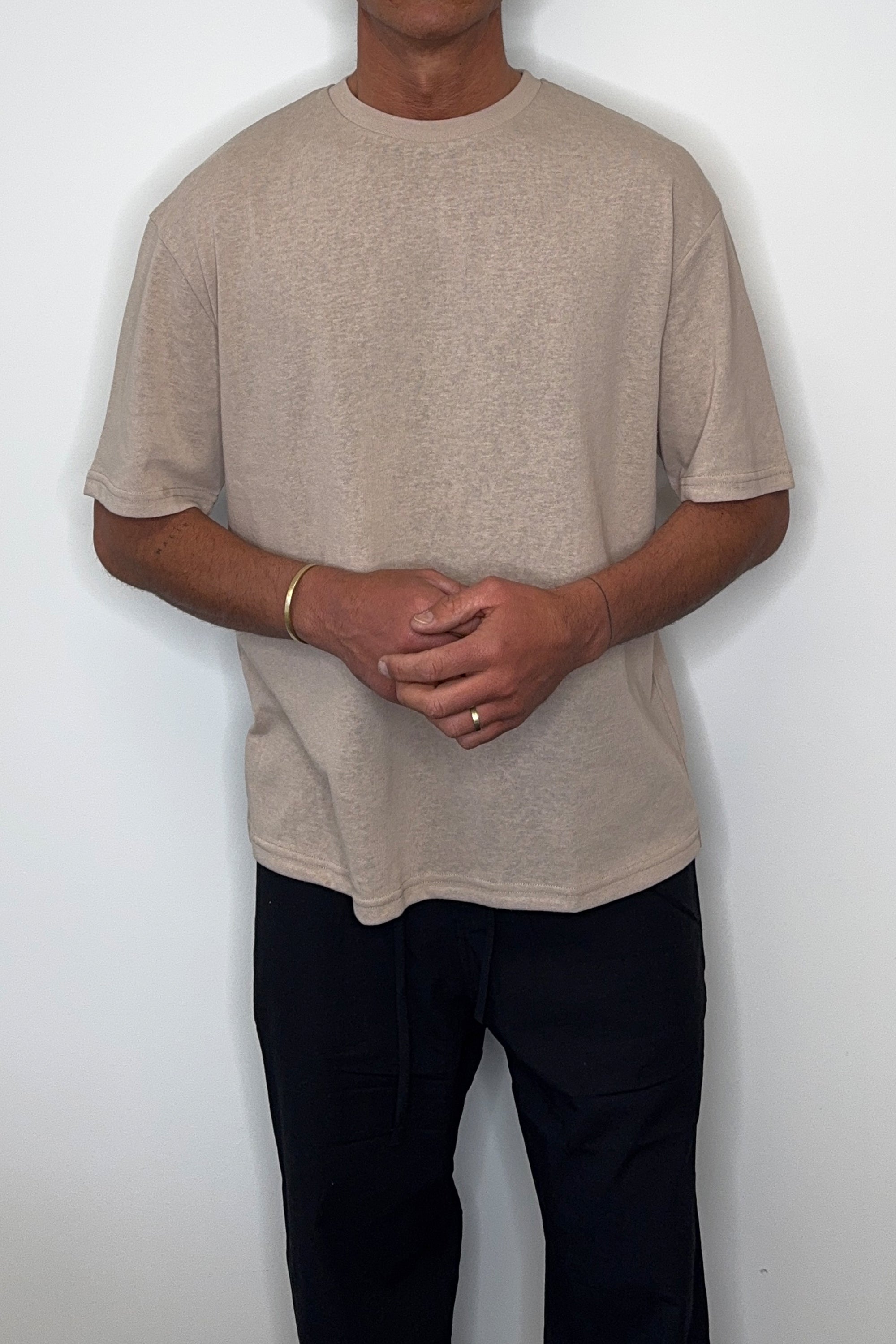 Lightweight Linen Look Tee Tan