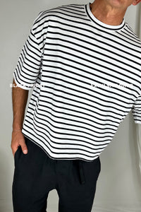 NTH Crop Box Tee White Stripe