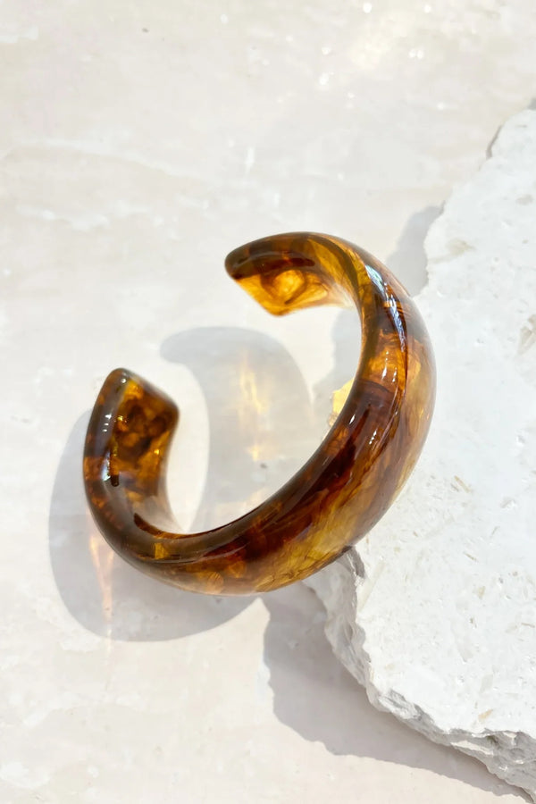 Joey Open Cuff Bangle Brown