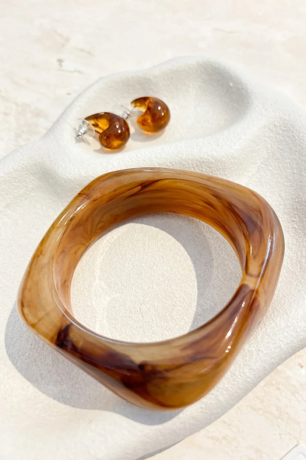 Angular Cuff Bangle Brown