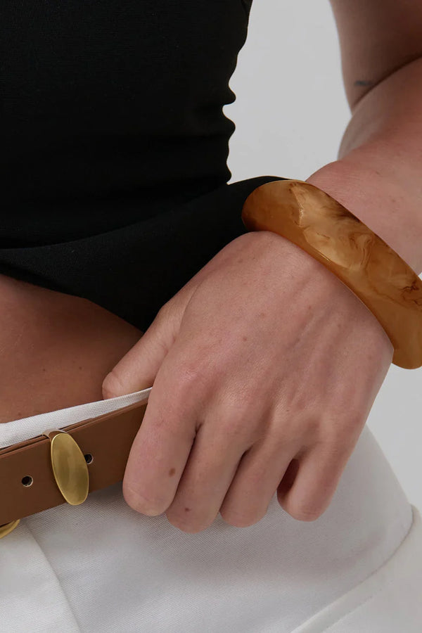 Angular Cuff Bangle Brown