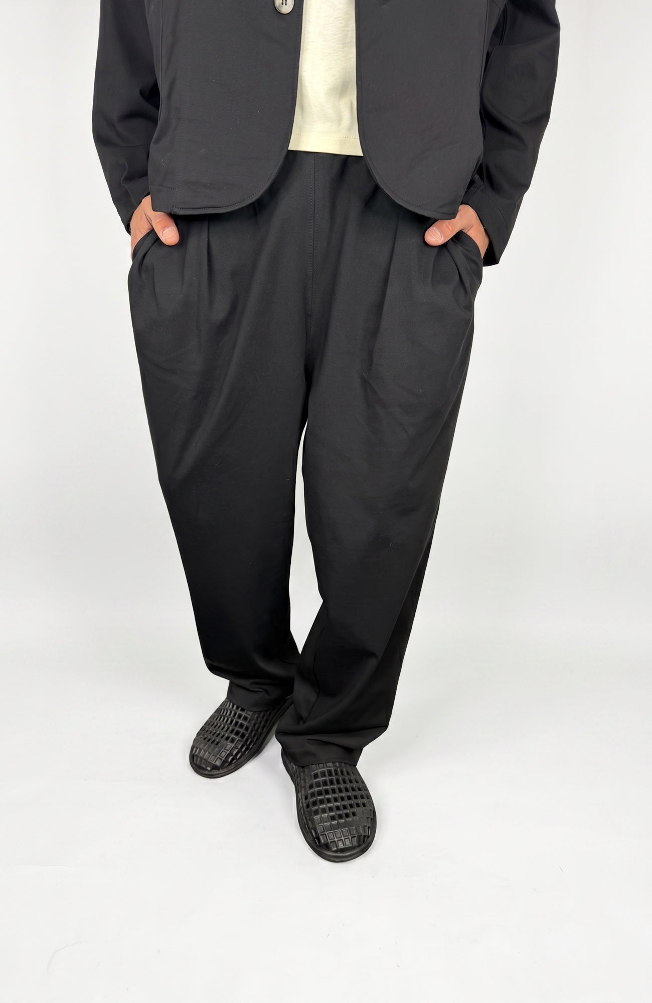 Relaxed Tailored Cotton Suit Pant Black