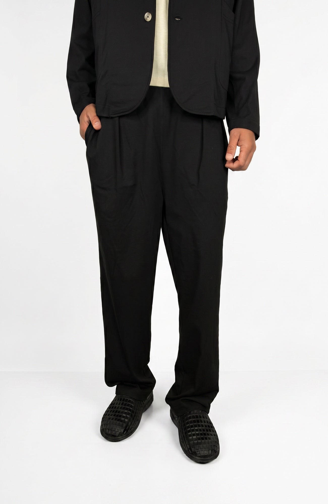 Relaxed Tailored Cotton Suit Pant Black